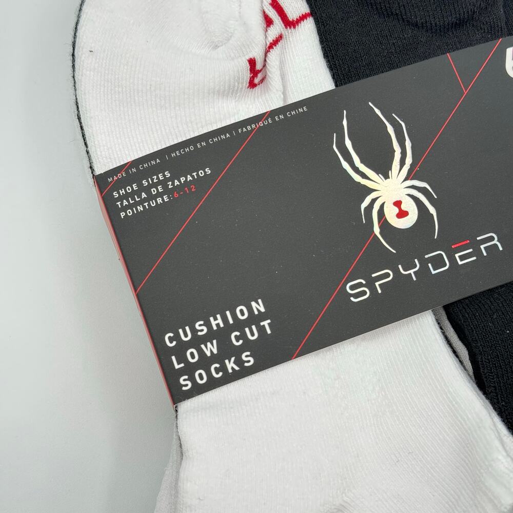 Spyder Low Cut White Black Cushion 5 Pairs Socks Men’s Size 6-12 - Picture 2 of 6